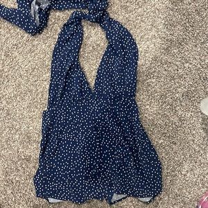 Blue polka dot romper